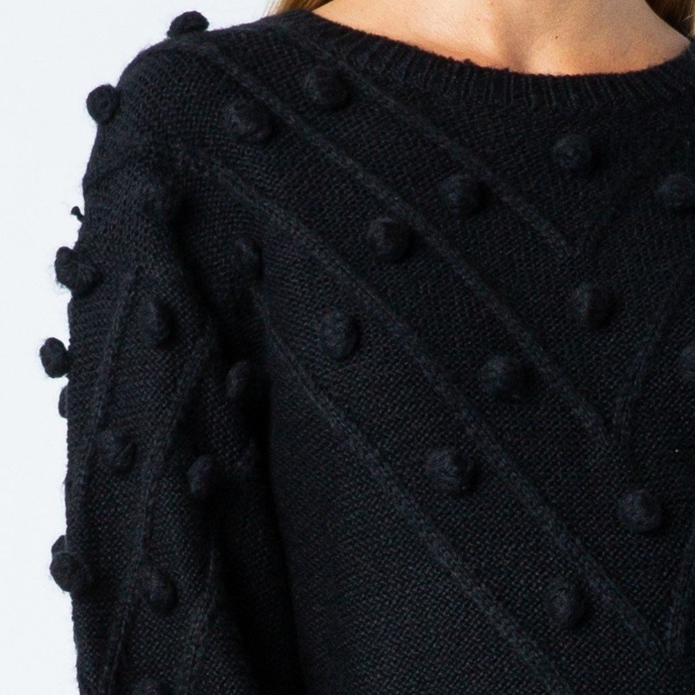 Last 1️⃣ Black Chevron & Pom-Pom Sweater - Picture 7 of 7